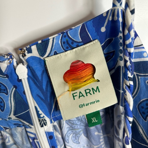 Farm Rio Women’s XL Tile Dream Sleeveless Maxi Dress Blue White Tropical 4164 - Picture 7 of 12